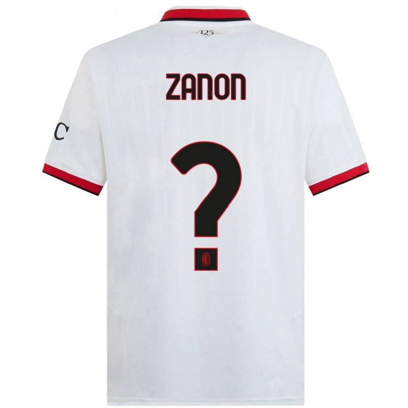 Danxen Uomo Maglia Thomas Zanon #0 Bianco Nero Rosso Kit Gara Away 2024/25 Maglietta