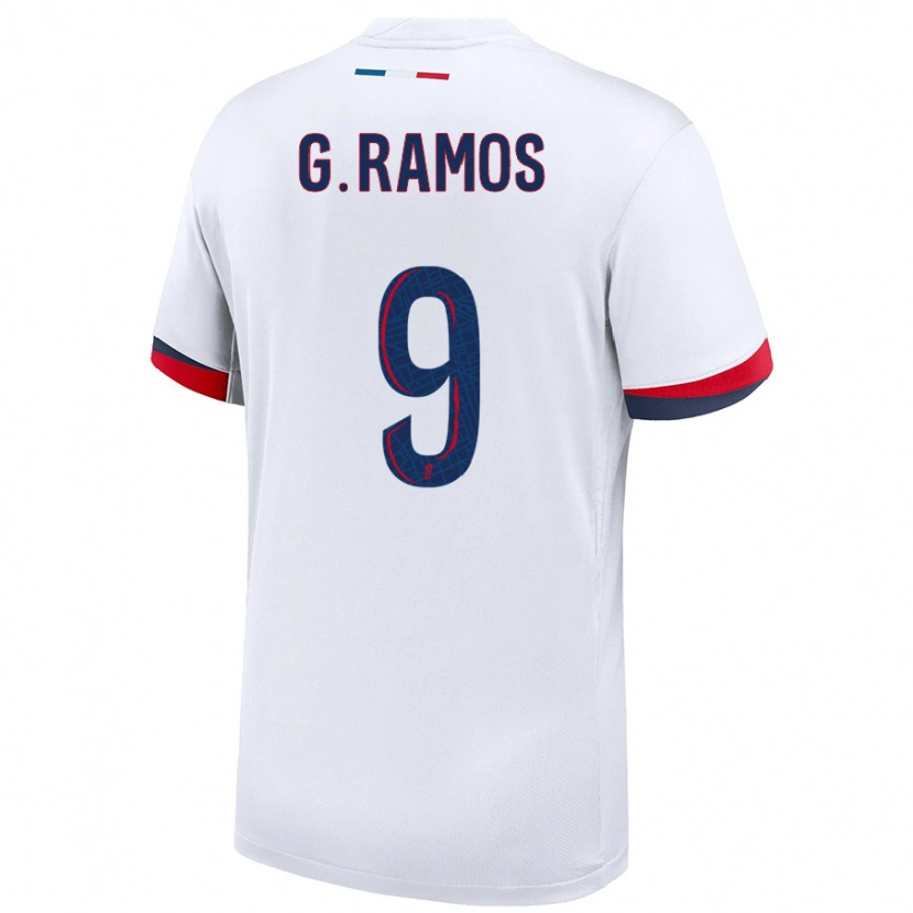 Danxen Uomo Maglia Gonçalo Ramos #9 Bianco Blu Rosso Kit Gara Away 2024/25 Maglietta