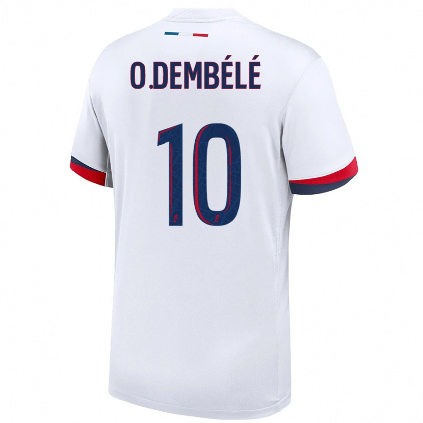 Danxen Uomo Maglia Ousmane Dembélé #10 Bianco Blu Rosso Kit Gara Away 2024/25 Maglietta