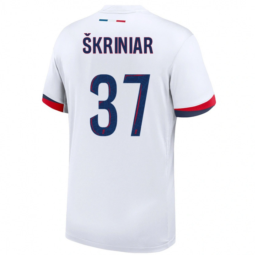 Danxen Uomo Maglia Milan Skriniar #37 Bianco Blu Rosso Kit Gara Away 2024/25 Maglietta