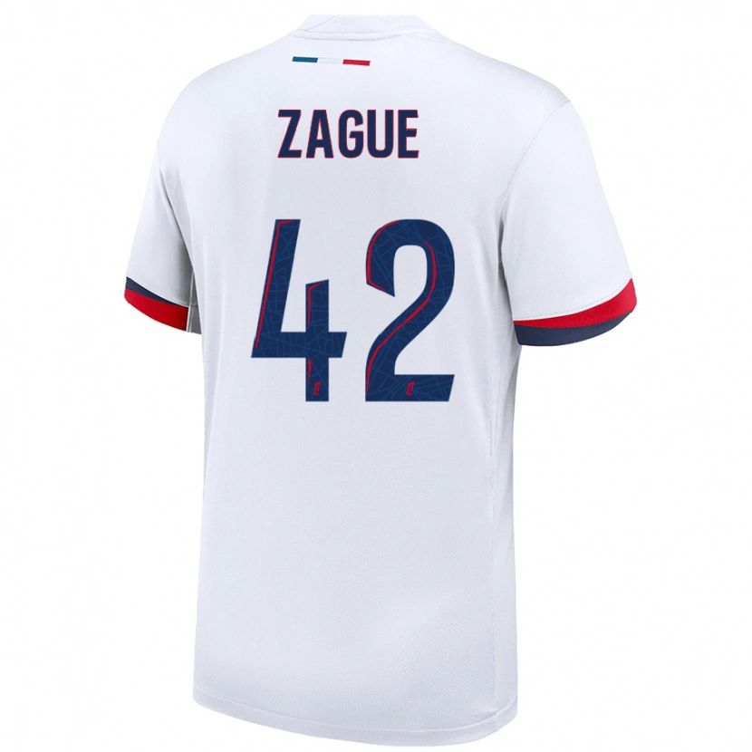 Danxen Uomo Maglia Yoram Zague #42 Bianco Blu Rosso Kit Gara Away 2024/25 Maglietta