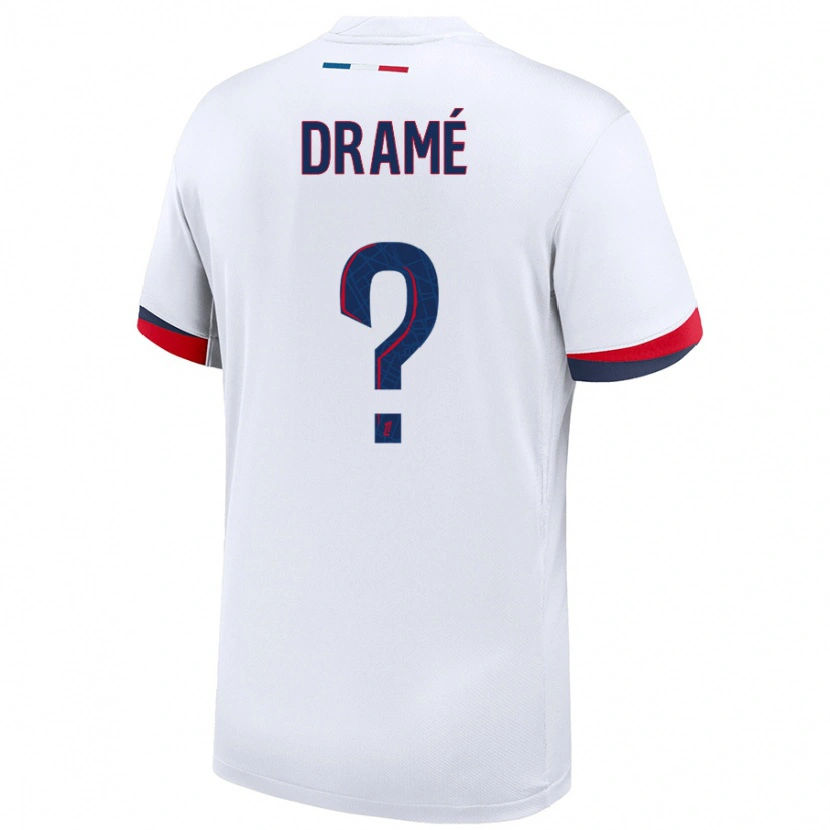 Danxen Uomo Maglia Abdou Dramé #0 Bianco Blu Rosso Kit Gara Away 2024/25 Maglietta