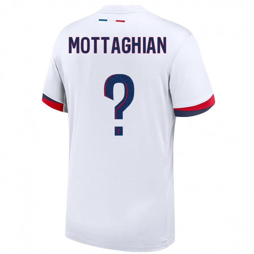 Danxen Uomo Maglia Keyvan Mottaghian #0 Bianco Blu Rosso Kit Gara Away 2024/25 Maglietta