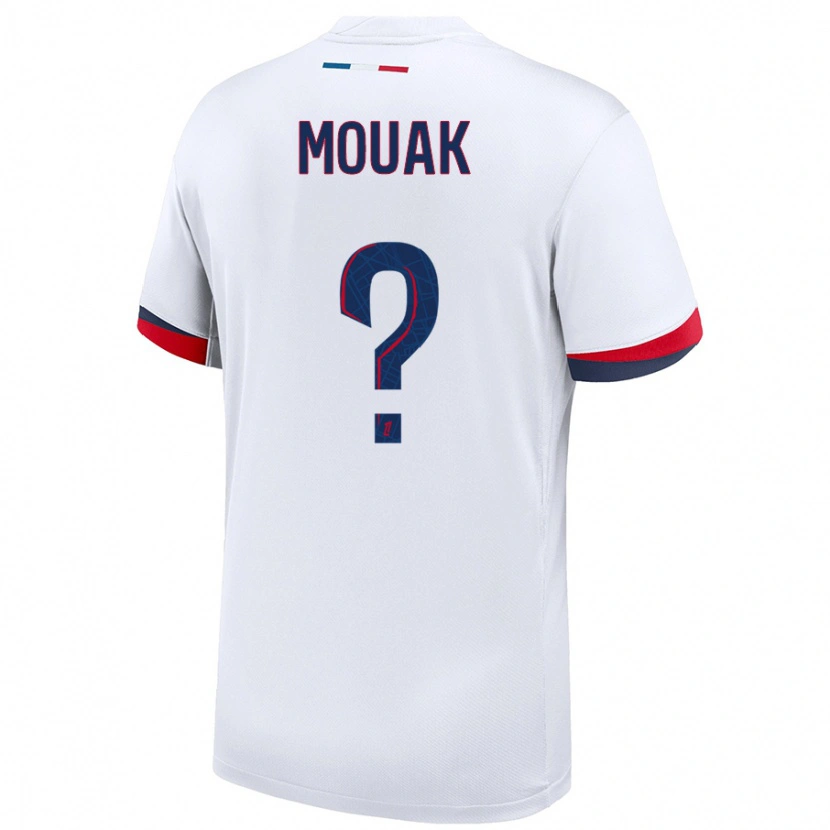 Danxen Uomo Maglia Adam Mouak #0 Bianco Blu Rosso Kit Gara Away 2024/25 Maglietta