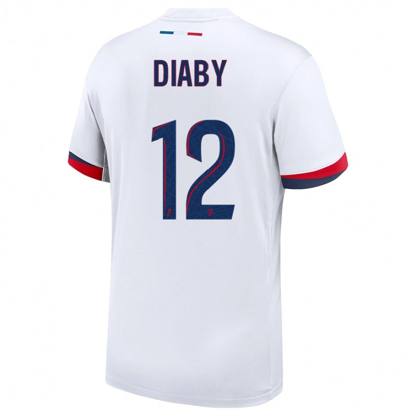 Danxen Uomo Maglia Ibrahima Diaby #12 Bianco Blu Rosso Kit Gara Away 2024/25 Maglietta