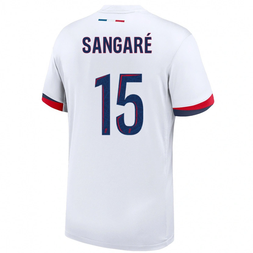 Danxen Uomo Maglia Mahamadou Sangaré #15 Bianco Blu Rosso Kit Gara Away 2024/25 Maglietta