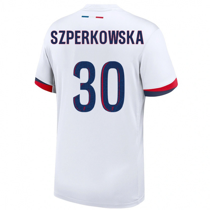 Danxen Uomo Maglia Oliwia Szperkowska #30 Bianco Blu Rosso Kit Gara Away 2024/25 Maglietta