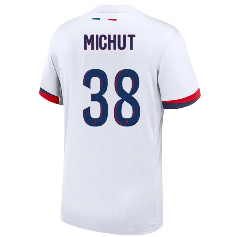 Danxen Uomo Maglia Edouard Michut #38 Bianco Blu Rosso Kit Gara Away 2024/25 Maglietta