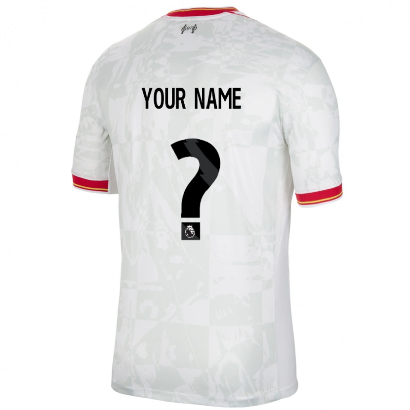 Danxen Uomo Maglia Il Tuo Nome #0 Bianco Rosso Nero Kit Gara Third 2024/25 Maglietta