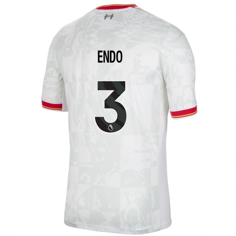 Danxen Uomo Maglia Wataru Endo #3 Bianco Rosso Nero Kit Gara Third 2024/25 Maglietta