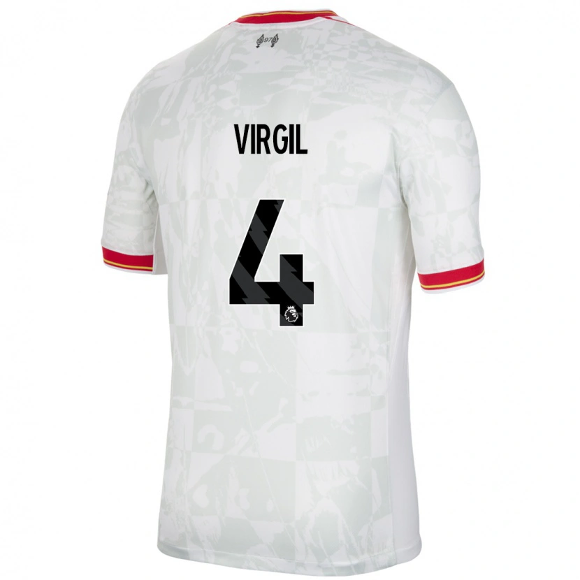 Danxen Uomo Maglia Virgil Van Dijk #4 Bianco Rosso Nero Kit Gara Third 2024/25 Maglietta