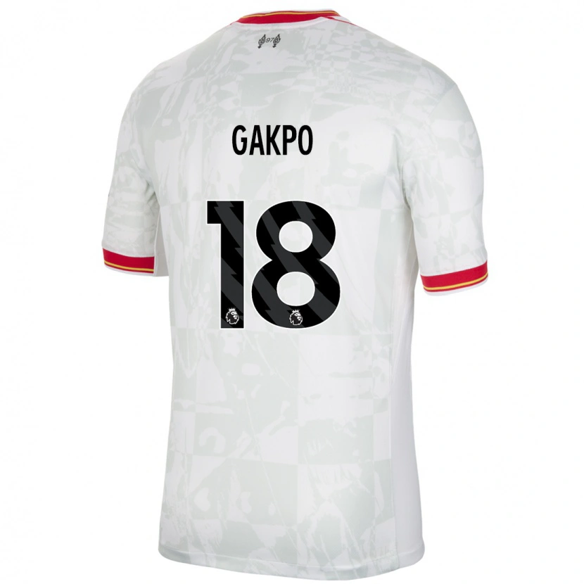 Danxen Uomo Maglia Cody Gakpo #18 Bianco Rosso Nero Kit Gara Third 2024/25 Maglietta
