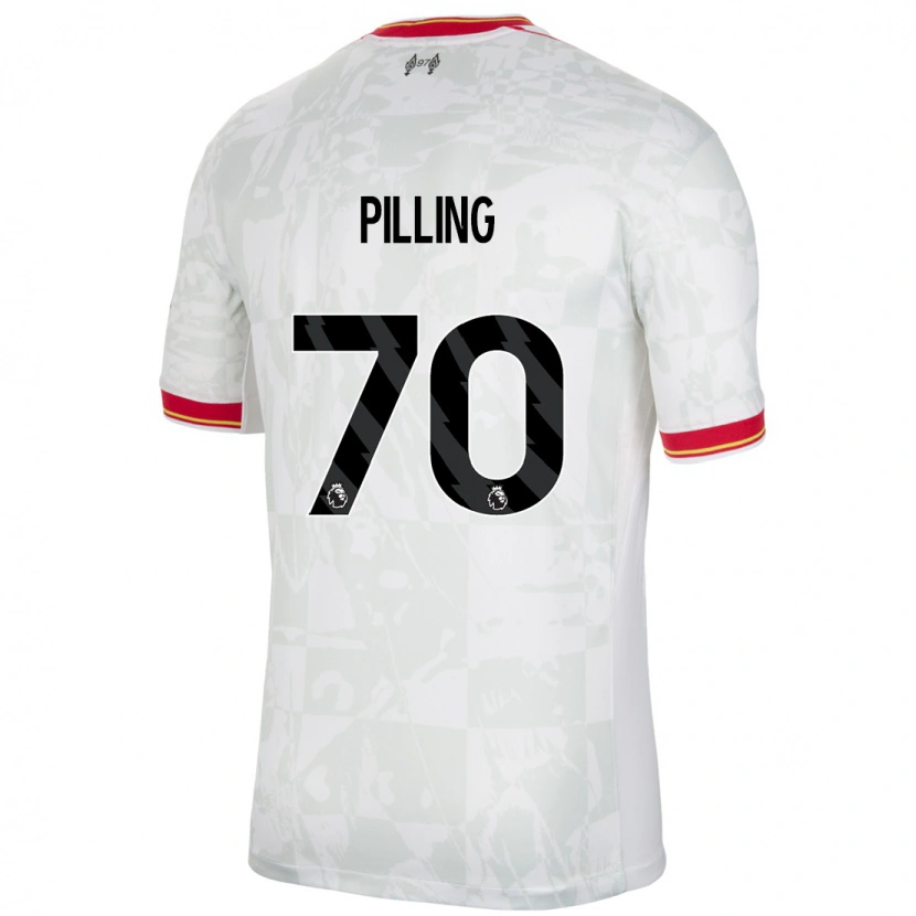 Danxen Uomo Maglia Tommy Pilling #70 Bianco Rosso Nero Kit Gara Third 2024/25 Maglietta