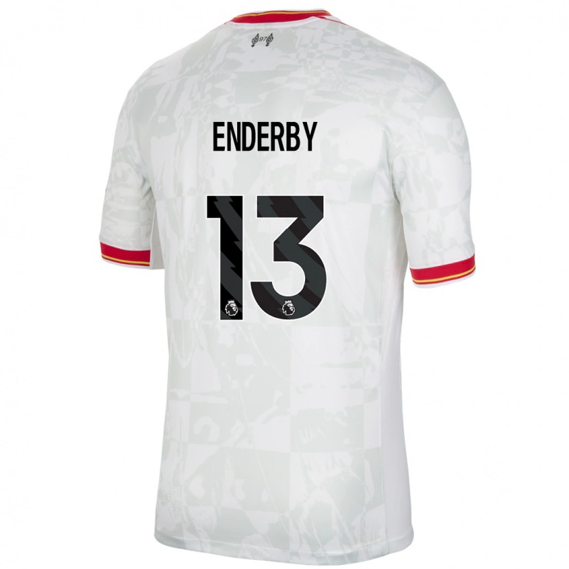 Danxen Uomo Maglia Mia Enderby #13 Bianco Rosso Nero Kit Gara Third 2024/25 Maglietta