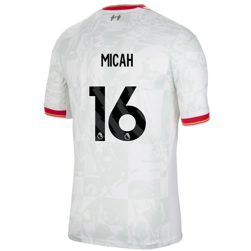 Danxen Uomo Maglia Teagan Micah #16 Bianco Rosso Nero Kit Gara Third 2024/25 Maglietta