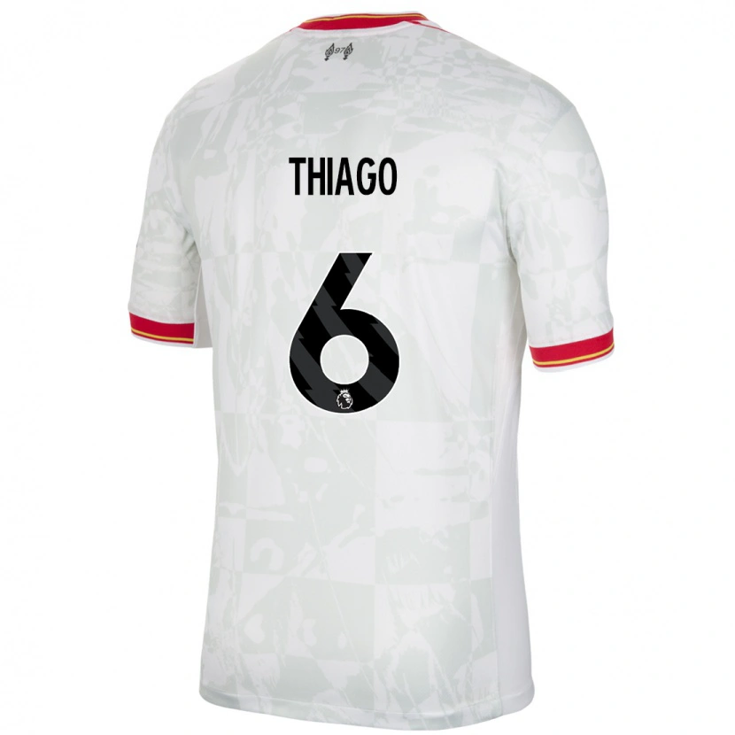 Danxen Uomo Maglia Thiago #6 Bianco Rosso Nero Kit Gara Third 2024/25 Maglietta