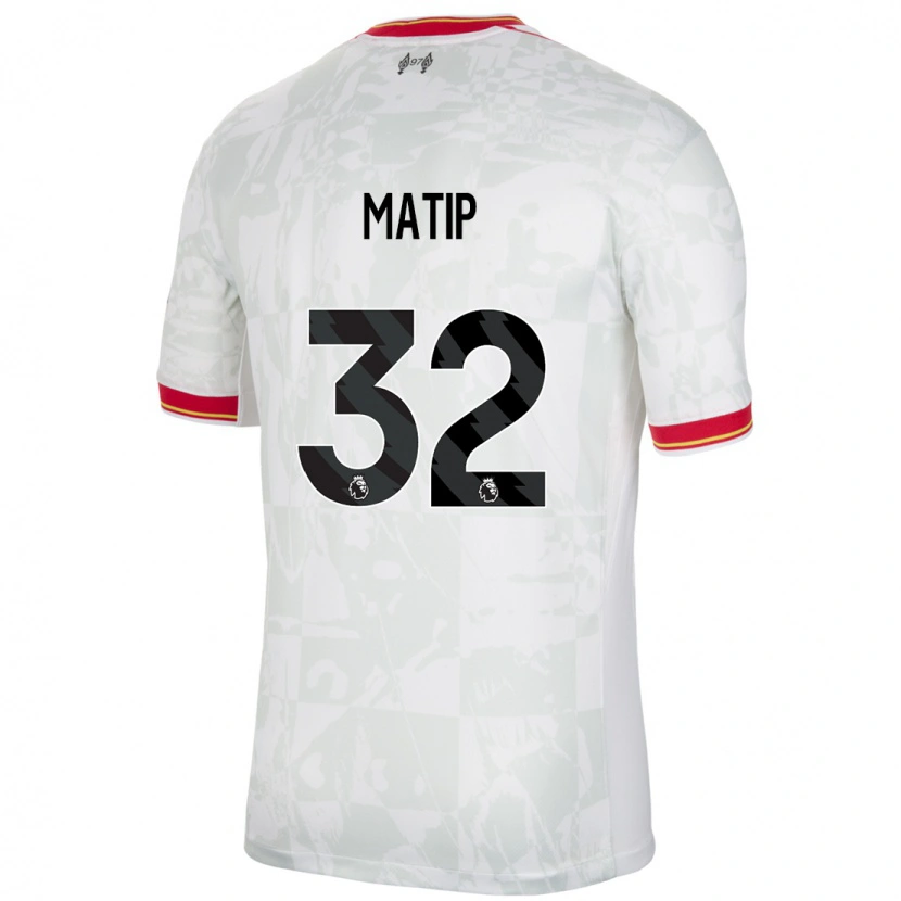 Danxen Uomo Maglia Joel Matip #32 Bianco Rosso Nero Kit Gara Third 2024/25 Maglietta