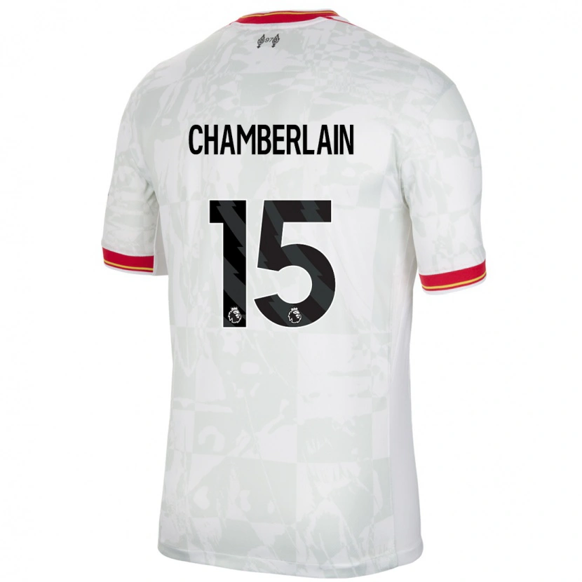 Danxen Uomo Maglia Alex Oxlade Chamberlain #15 Bianco Rosso Nero Kit Gara Third 2024/25 Maglietta