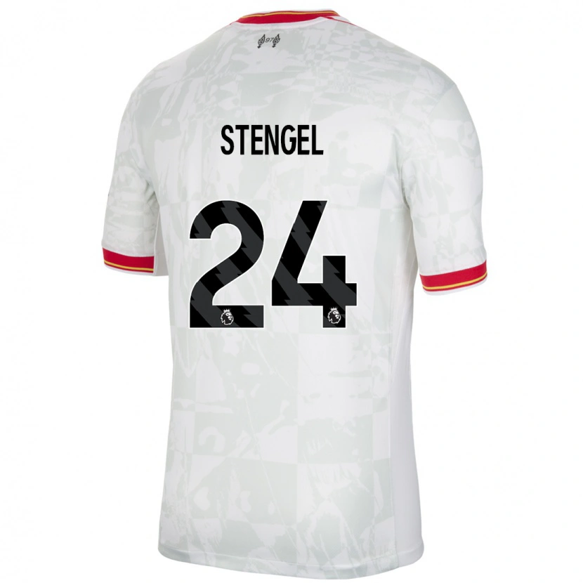 Danxen Uomo Maglia Katie Stengel #24 Bianco Rosso Nero Kit Gara Third 2024/25 Maglietta
