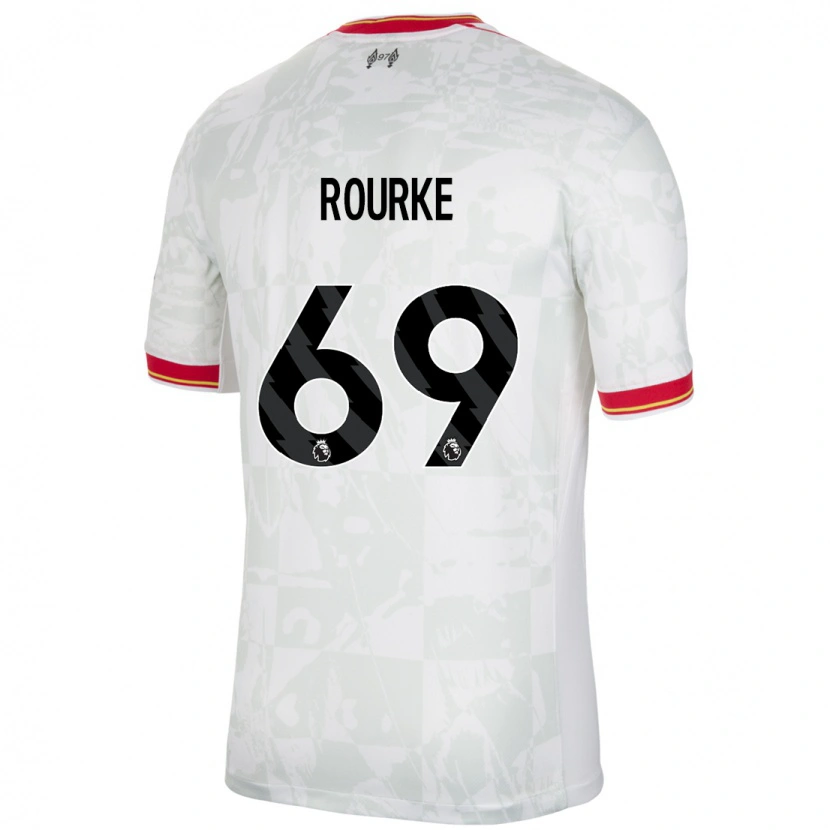 Danxen Uomo Maglia Fidel O'rourke #69 Bianco Rosso Nero Kit Gara Third 2024/25 Maglietta