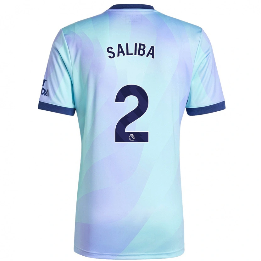 Danxen Uomo Maglia William Saliba #2 Acquamarina Kit Gara Third 2024/25 Maglietta