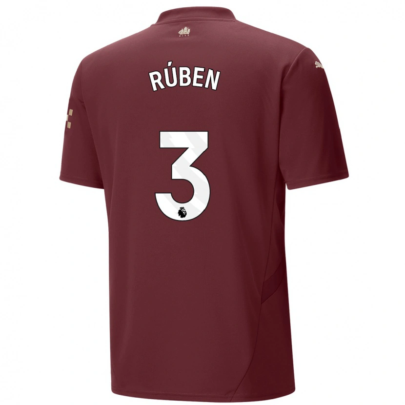 Danxen Uomo Maglia Rúben Dias #3 Marrone Kit Gara Third 2024/25 Maglietta