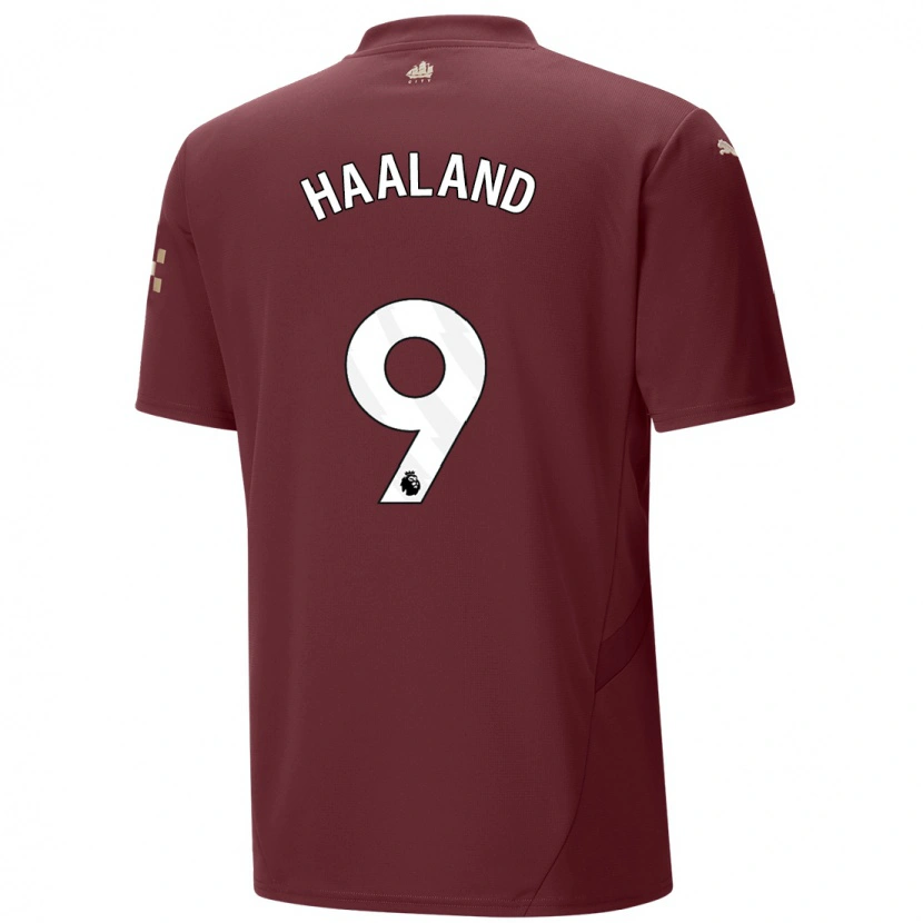 Danxen Uomo Maglia Erling Haaland #9 Marrone Kit Gara Third 2024/25 Maglietta