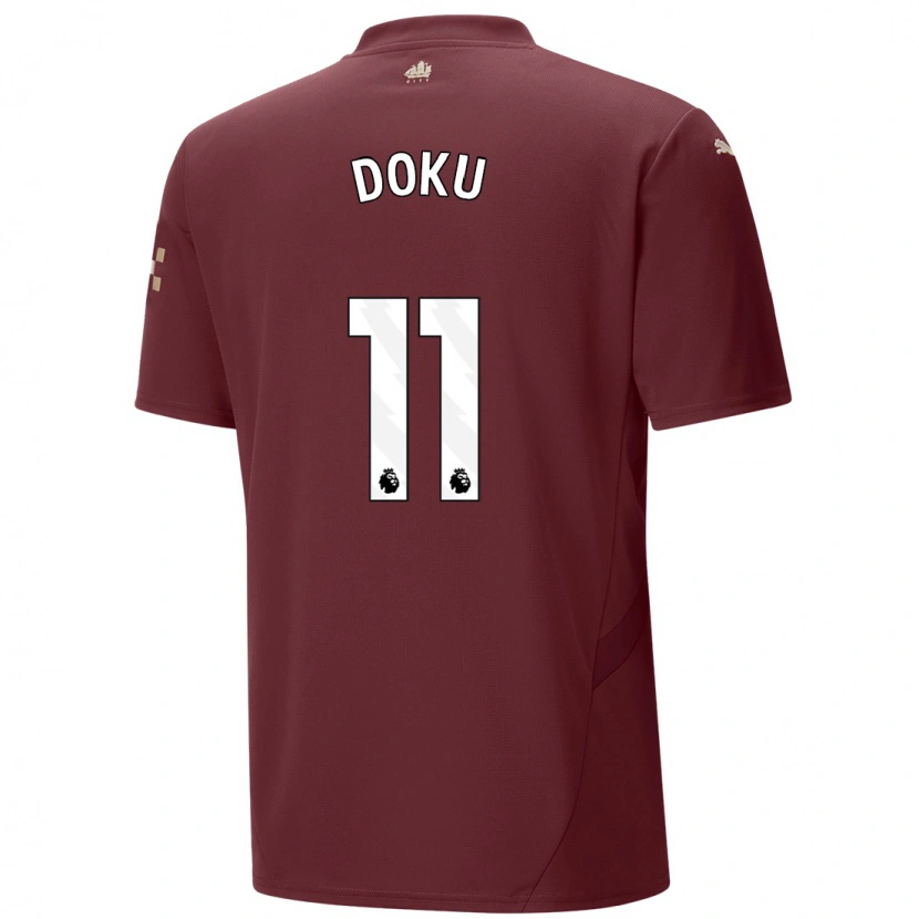 Danxen Uomo Maglia Jérémy Doku #11 Marrone Kit Gara Third 2024/25 Maglietta
