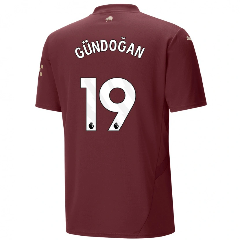 Danxen Uomo Maglia İlkay Gündoğan #19 Marrone Kit Gara Third 2024/25 Maglietta