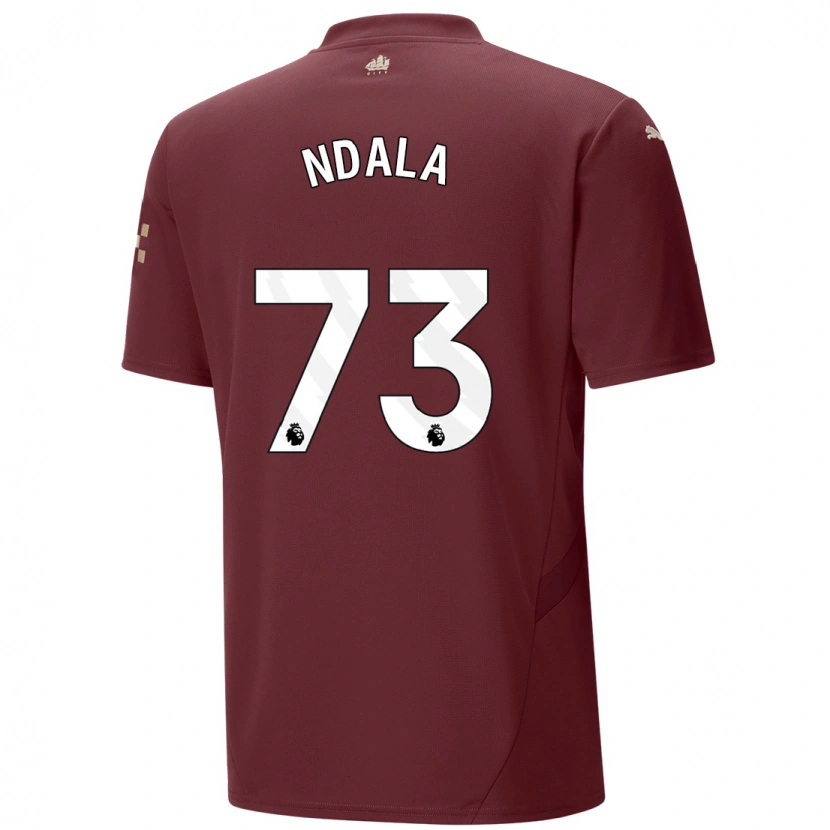 Danxen Uomo Maglia Joel Ndala #73 Marrone Kit Gara Third 2024/25 Maglietta