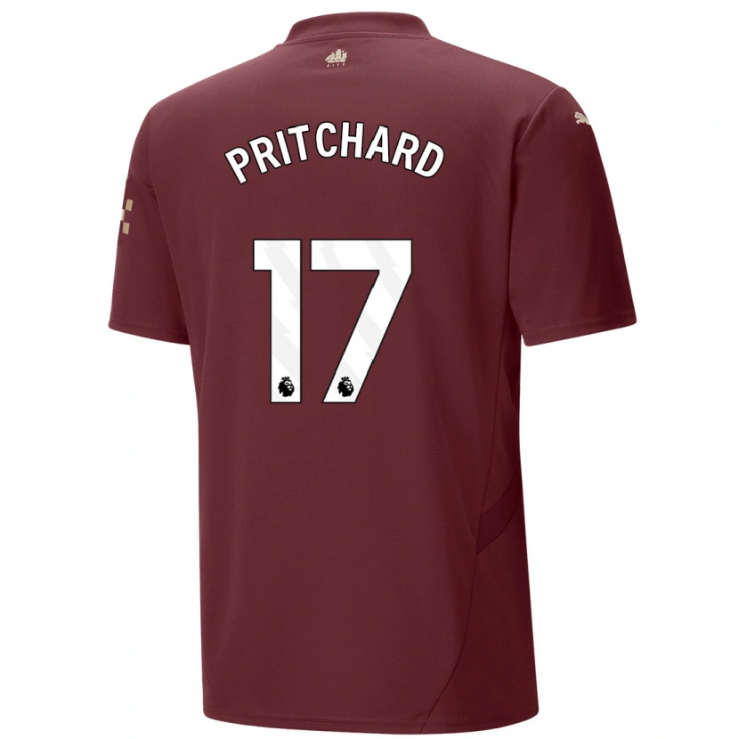 Danxen Uomo Maglia Poppy Pritchard #17 Marrone Kit Gara Third 2024/25 Maglietta