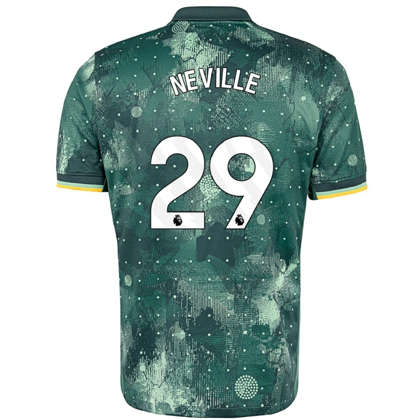 Danxen Uomo Maglia Ashleigh Neville #29 Verde Menta Kit Gara Third 2024/25 Maglietta