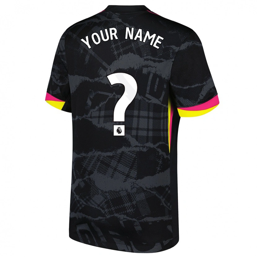 Danxen Uomo Maglia Il Tuo Nome #0 Nero Rosa Kit Gara Third 2024/25 Maglietta