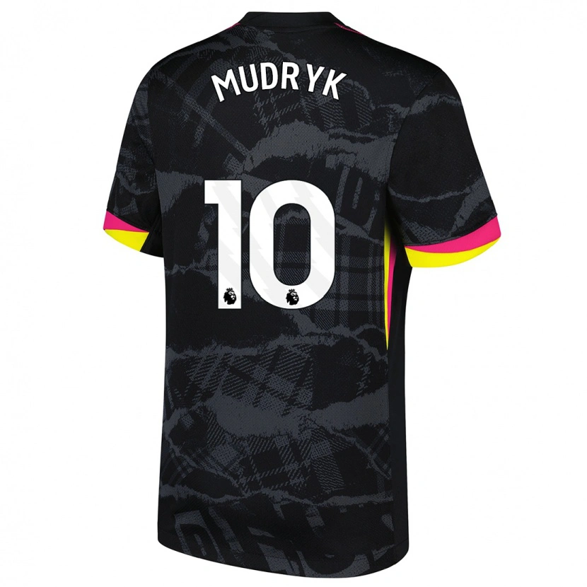 Danxen Uomo Maglia Mykhaylo Mudryk #10 Nero Rosa Kit Gara Third 2024/25 Maglietta