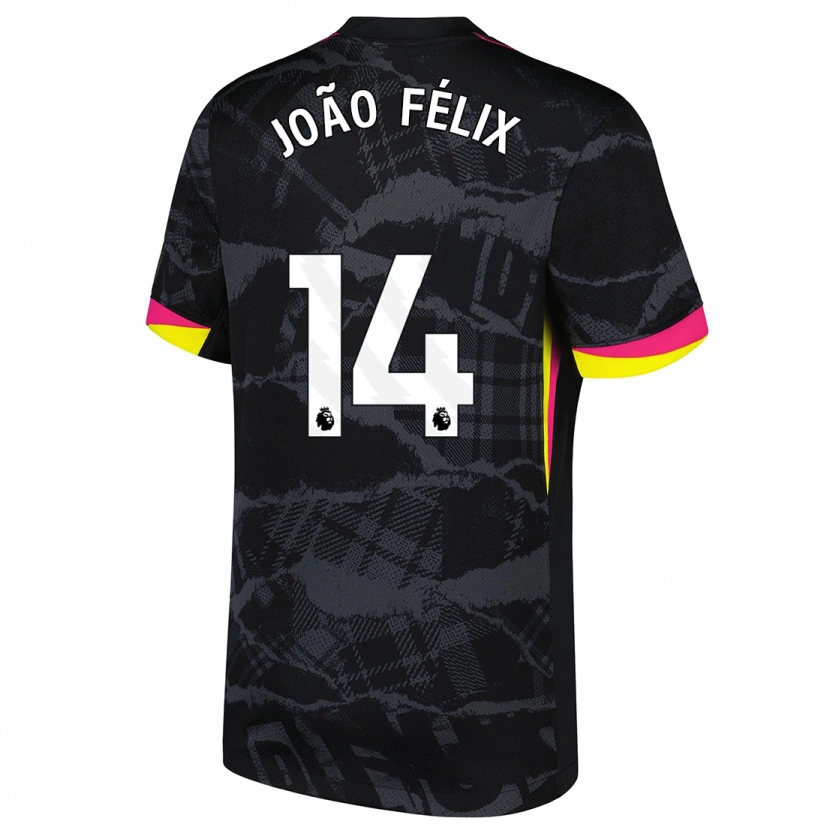 Danxen Uomo Maglia João Félix #14 Nero Rosa Kit Gara Third 2024/25 Maglietta