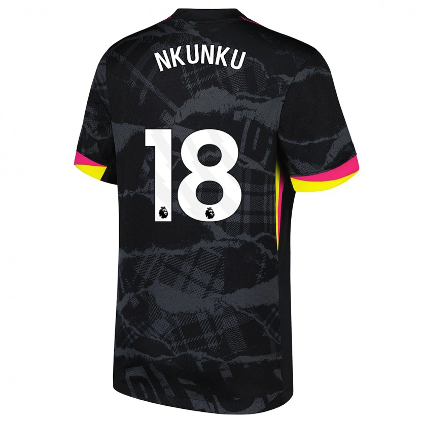 Danxen Uomo Maglia Christopher Nkunku #18 Nero Rosa Kit Gara Third 2024/25 Maglietta