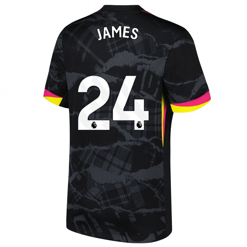 Danxen Uomo Maglia Reece James #24 Nero Rosa Kit Gara Third 2024/25 Maglietta