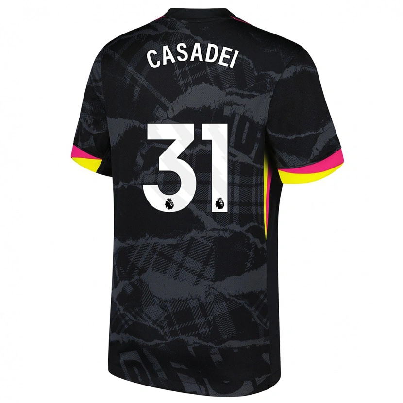Danxen Uomo Maglia Cesare Casadei #31 Nero Rosa Kit Gara Third 2024/25 Maglietta