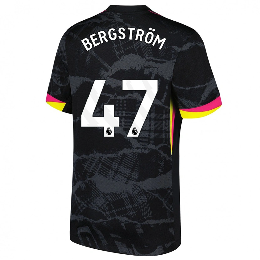 Danxen Uomo Maglia Lucas Bergström #47 Nero Rosa Kit Gara Third 2024/25 Maglietta