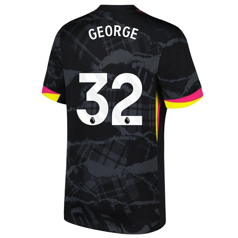 Danxen Uomo Maglia Tyrique George #32 Nero Rosa Kit Gara Third 2024/25 Maglietta