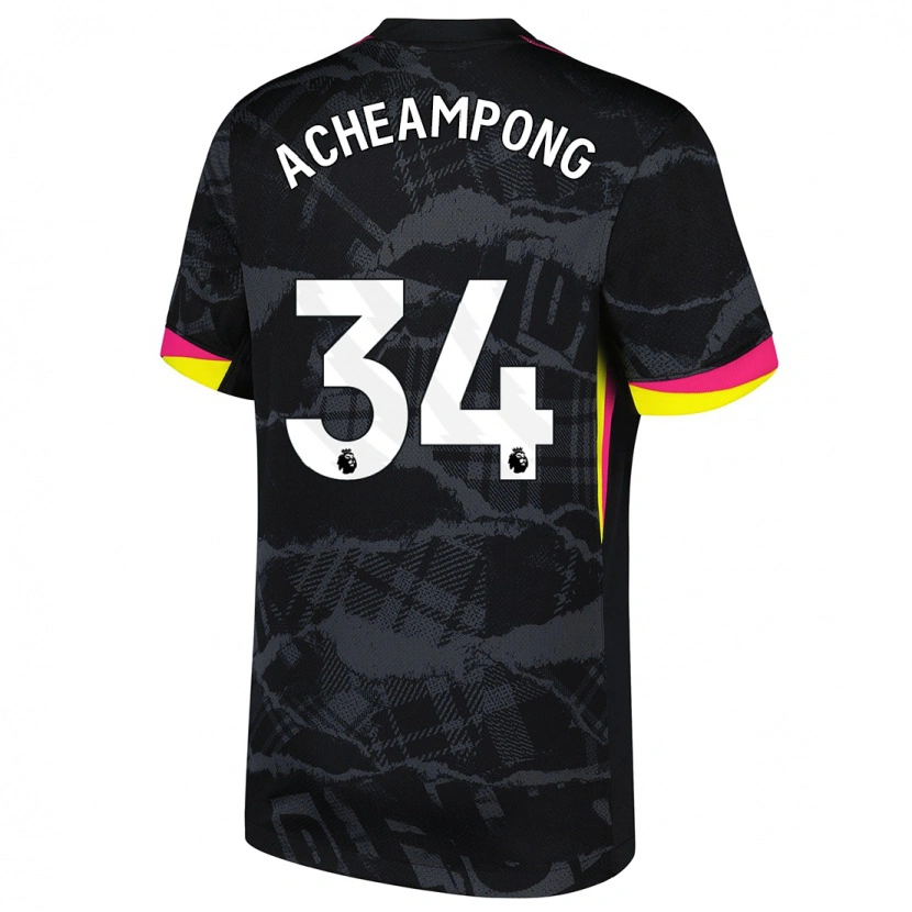 Danxen Uomo Maglia Josh Acheampong #34 Nero Rosa Kit Gara Third 2024/25 Maglietta