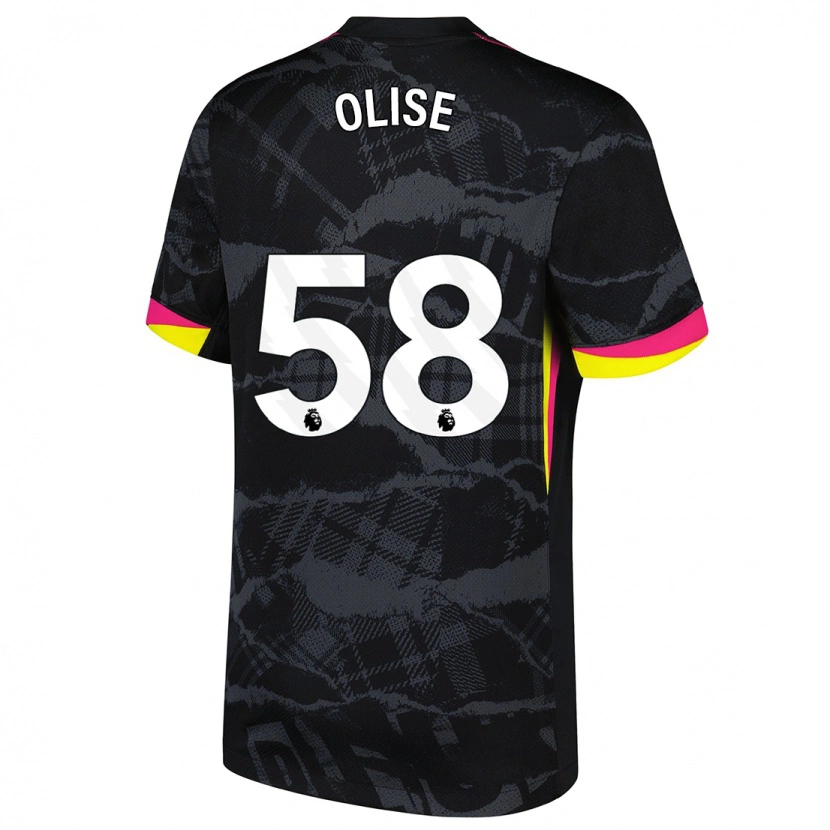 Danxen Uomo Maglia Richard Olise #58 Nero Rosa Kit Gara Third 2024/25 Maglietta