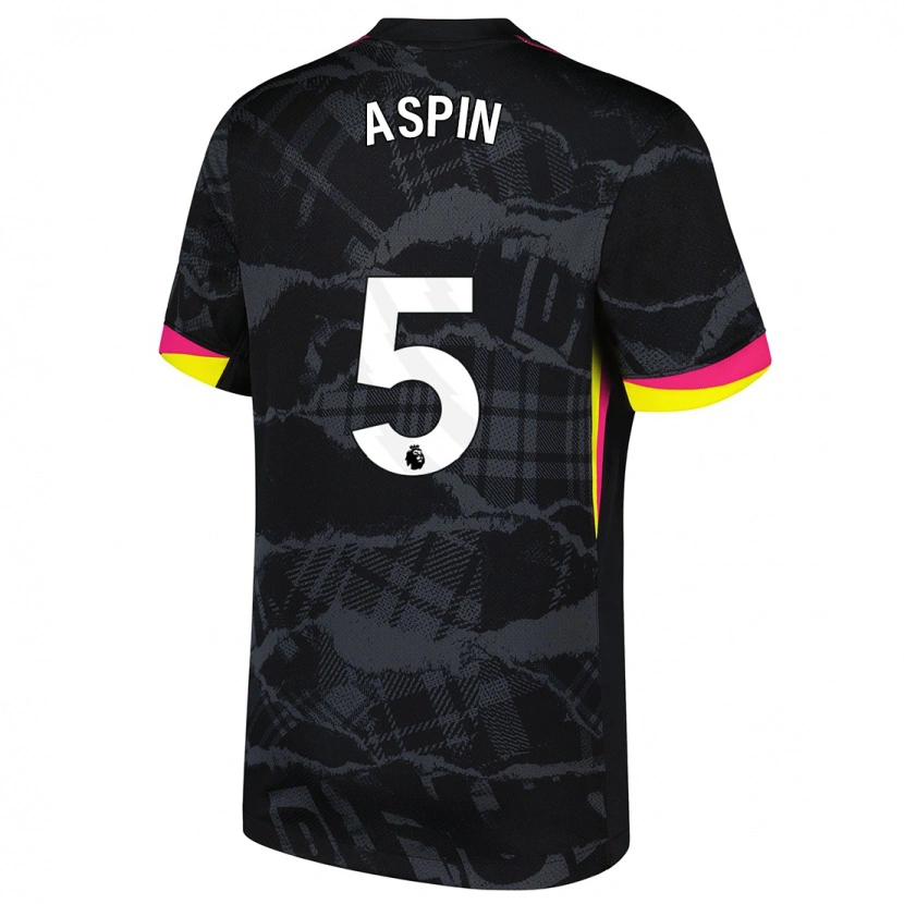 Danxen Uomo Maglia Brooke Aspin #5 Nero Rosa Kit Gara Third 2024/25 Maglietta