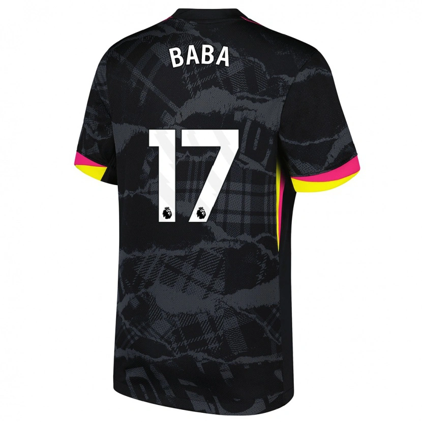 Danxen Uomo Maglia Abdul-Rahman Baba #17 Nero Rosa Kit Gara Third 2024/25 Maglietta