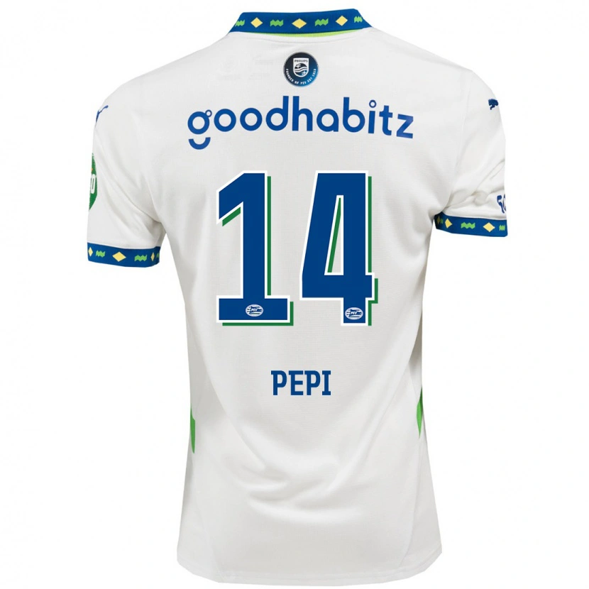 Danxen Uomo Maglia Ricardo Pepi #14 Bianco Blu Scuro Kit Gara Third 2024/25 Maglietta