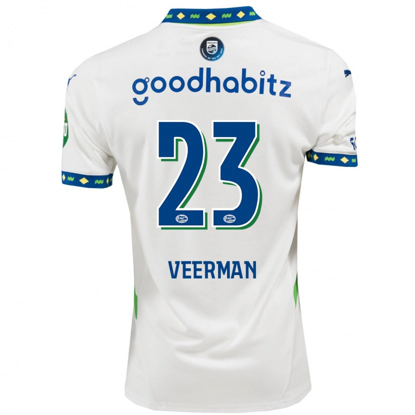 Danxen Uomo Maglia Joey Veerman #23 Bianco Blu Scuro Kit Gara Third 2024/25 Maglietta
