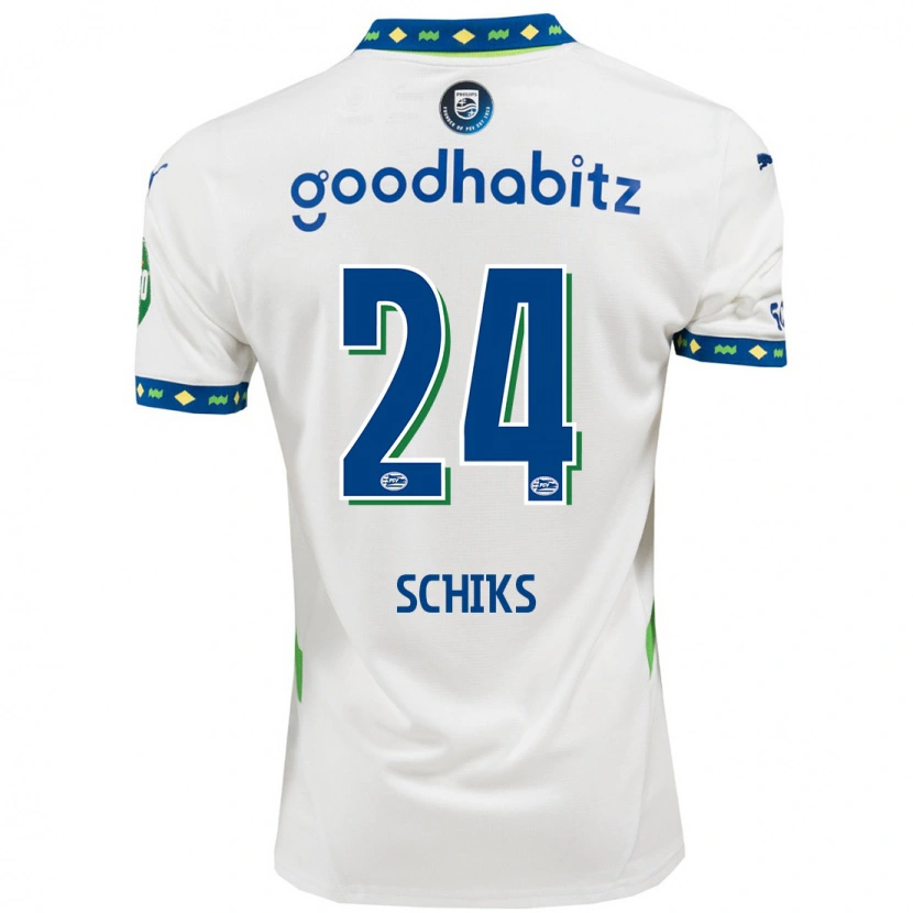 Danxen Uomo Maglia Niek Schiks #24 Bianco Blu Scuro Kit Gara Third 2024/25 Maglietta