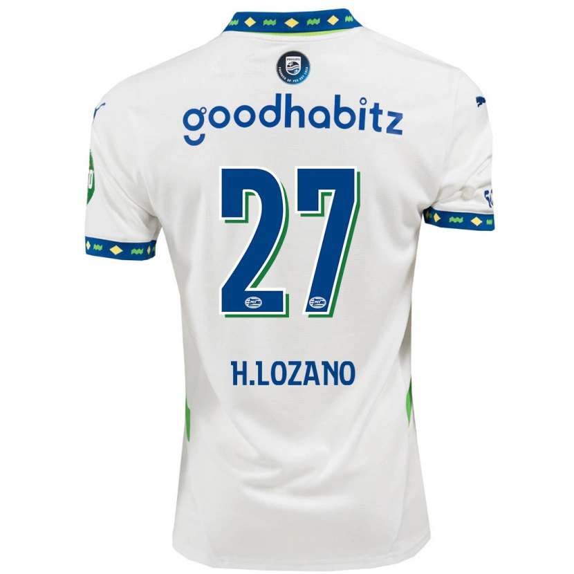 Danxen Uomo Maglia Hirving Lozano #27 Bianco Blu Scuro Kit Gara Third 2024/25 Maglietta
