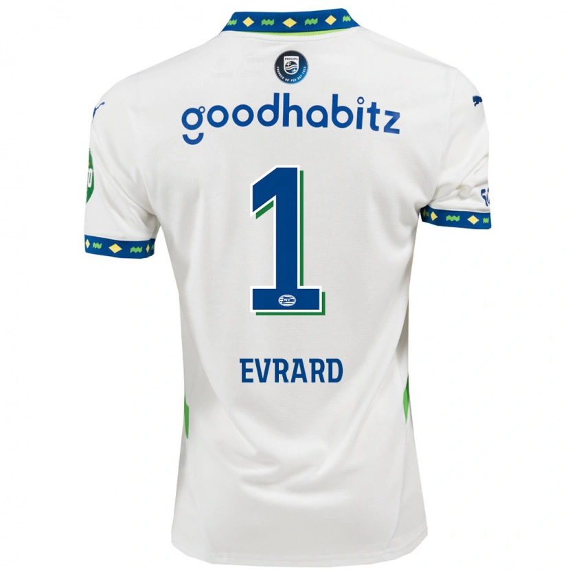 Danxen Uomo Maglia Nicky Evrard #1 Bianco Blu Scuro Kit Gara Third 2024/25 Maglietta