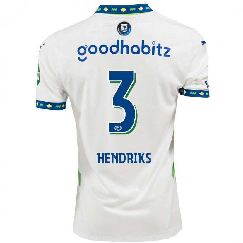 Danxen Uomo Maglia Gwyneth Hendriks #3 Bianco Blu Scuro Kit Gara Third 2024/25 Maglietta